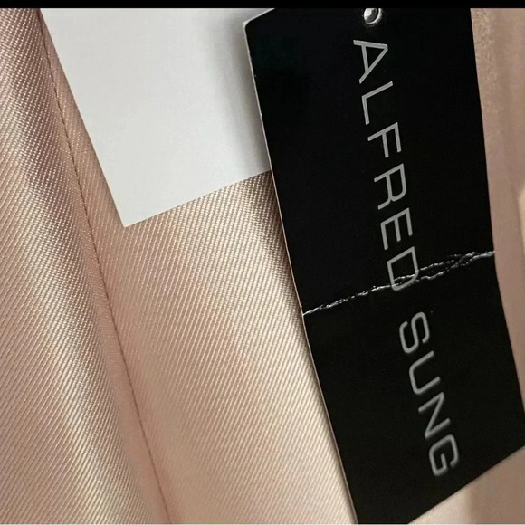 ALFRED SUNG D758 Satin Trumpet Gown Sweetheart Neck Sz 8 Dress Cameo Pink - Picture 7 of 14
